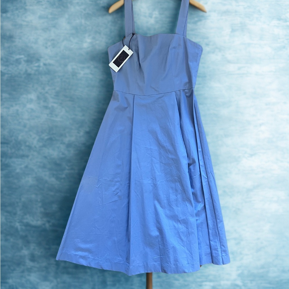 Periwinkle Cotton Midi Sundress with Flared Skirt - Picture 3 of 8